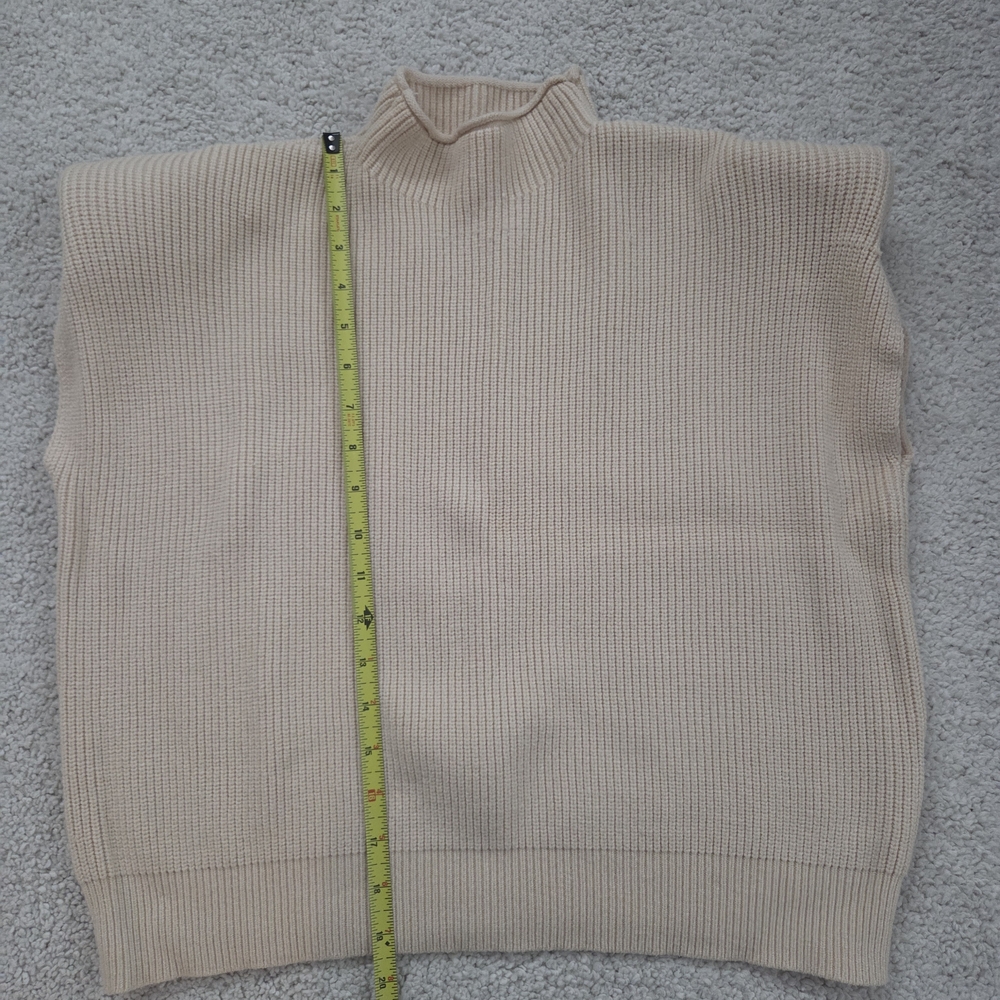 Cream Ribbed Knit Sweater Vest